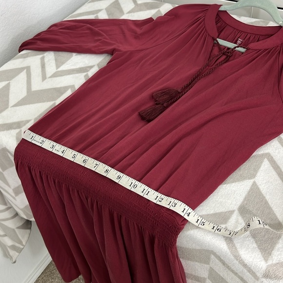 Garnet Hill Poet Pocket Dress‎ size XS Burgundy Wine color - Picture 10 of 11
